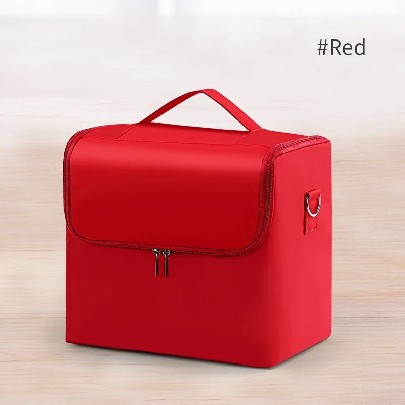 Large Makeup Carrying Train Case for Women, Travel Bag Storage Box,4 Tier Professional Nail Organizer Case with Adjustable