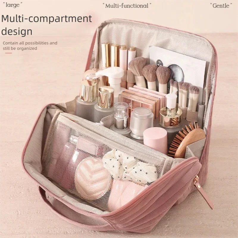 New Women's Cosmetic BagTravel Soft Velvet Portable Multifunctional Cosmetic Bag Waterproof Toiletry Storage Organizer Bag