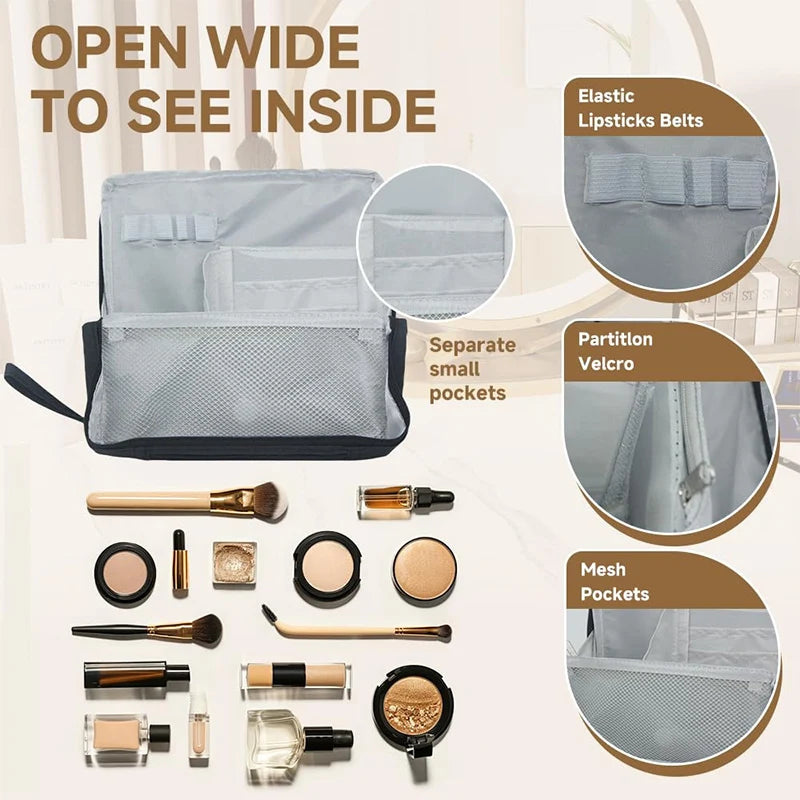 Vertical Cosmetic Bag - Portable, Large Capacity, Waterproof Multipurpose Vertical Toiletry Bag for Women,Stationery Storage Bag